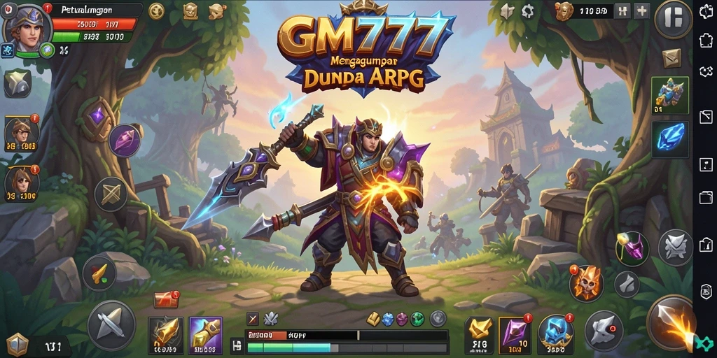 Screenshot menunjukkan aksi seru gameplay GM777 dalam pertempuran ARPG.