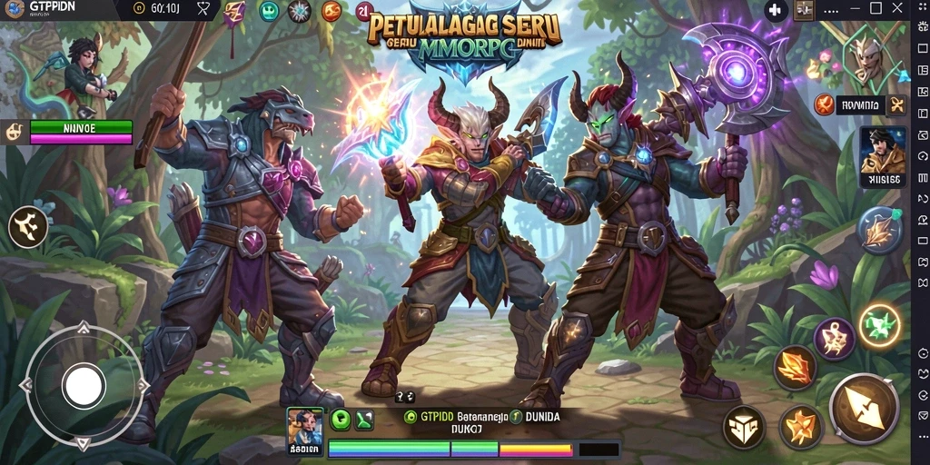 Screenshot gameplay GTPIDN menampilkan aksi pertarungan yang seru dan karakter unik.