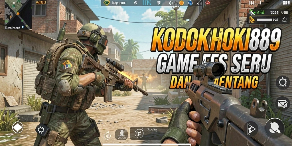 Tampilan gameplay menegangkan di KODOKHOKI889 dengan aksi tembak-tembakan yang seru.