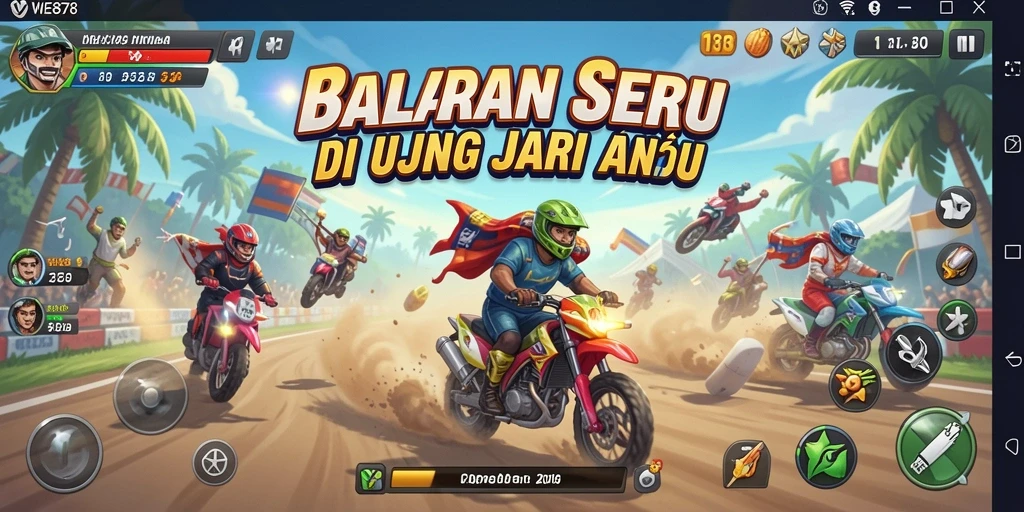 Screenshot gameplay <strong>WE878</strong> menampilkan balapan seru dengan grafis yang memukau.